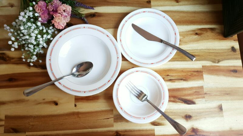 프랑스 아코팔 알코록 빈티지 핑크라인 희귀템 그릇--0