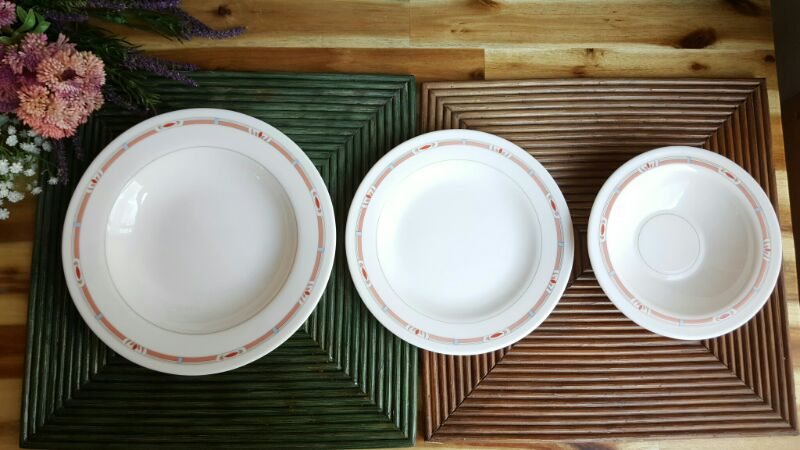 프랑스 아코팔 알코록 빈티지 핑크라인 희귀템 그릇--4