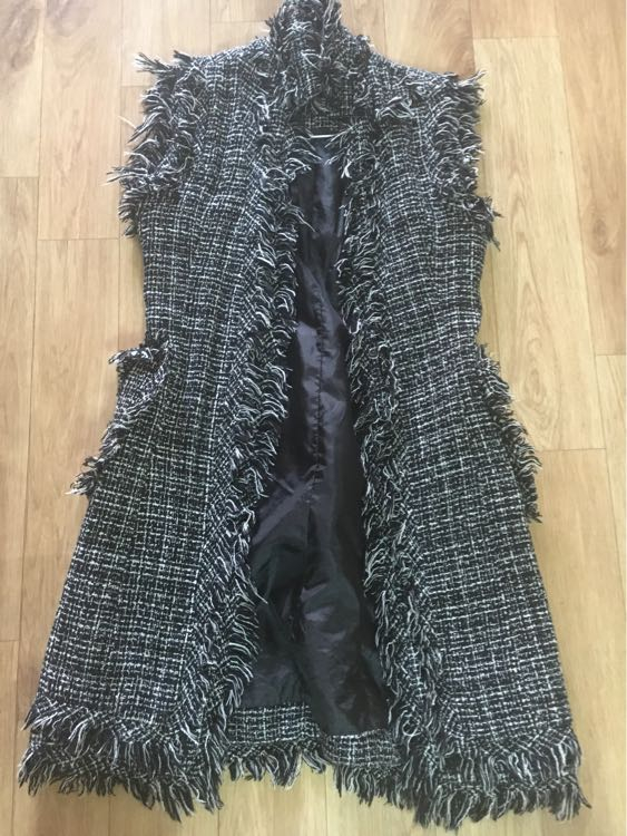 트위드 롱조끼 팝니다--1