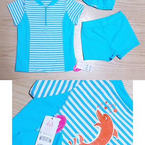 스트라이프 수영복 세트(120사이즈)