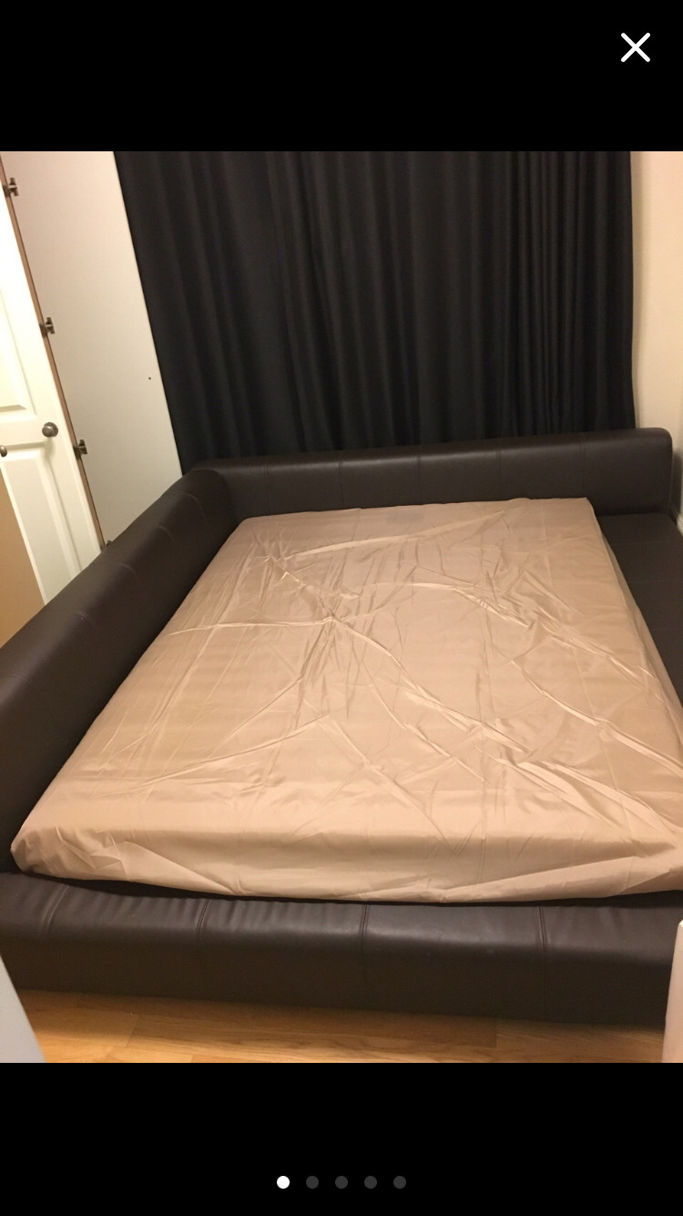 까사미아 까사온 퀸사이즈 퀸사이즈 가죽 침대 겸 이미지