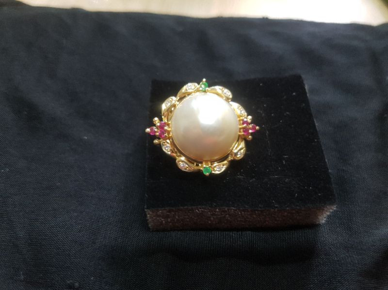 18k쓰부다이아에메랄드루비진주진주반지--1