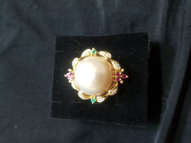 18k쓰부다이아에메랄드루비진주진주반지--4