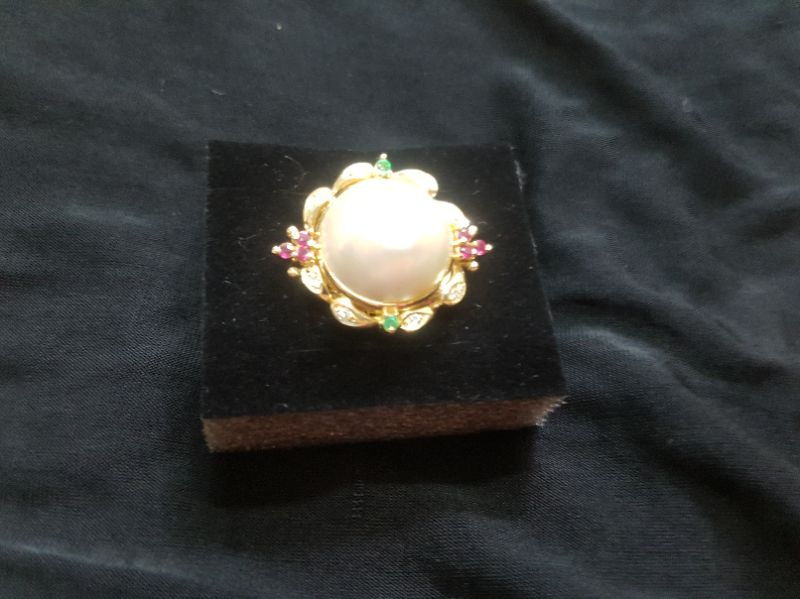 18k쓰부다이아에메랄드루비진주진주반지--5