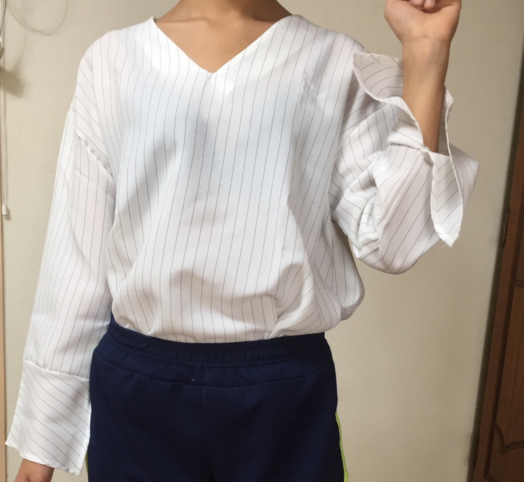 시스루 브이넥 블라우스 이미지