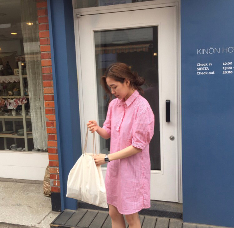 헤이주 스트라이프 원피스--2