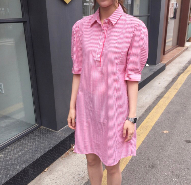 헤이주 스트라이프 원피스--3