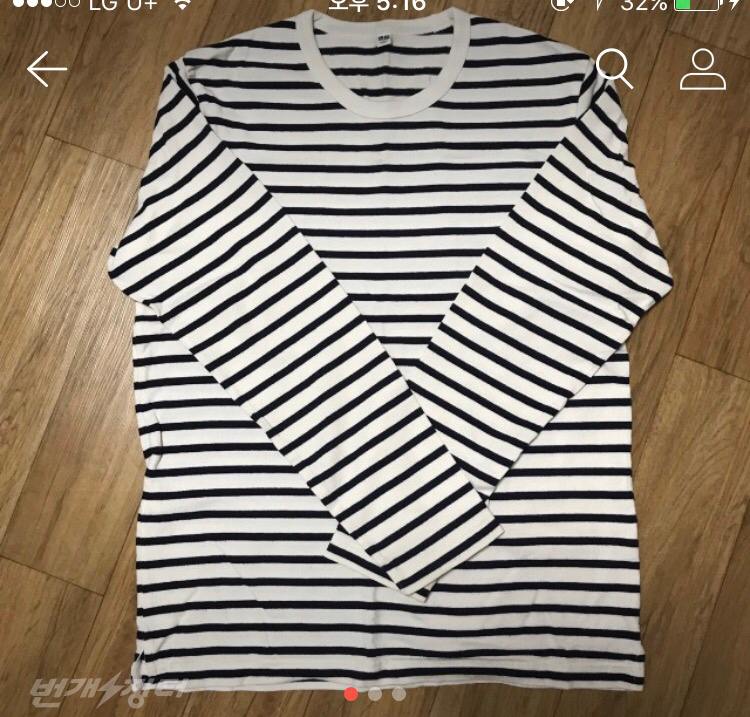 유니클로 스트라이프 티 M 택포1.3  네/흰  --1