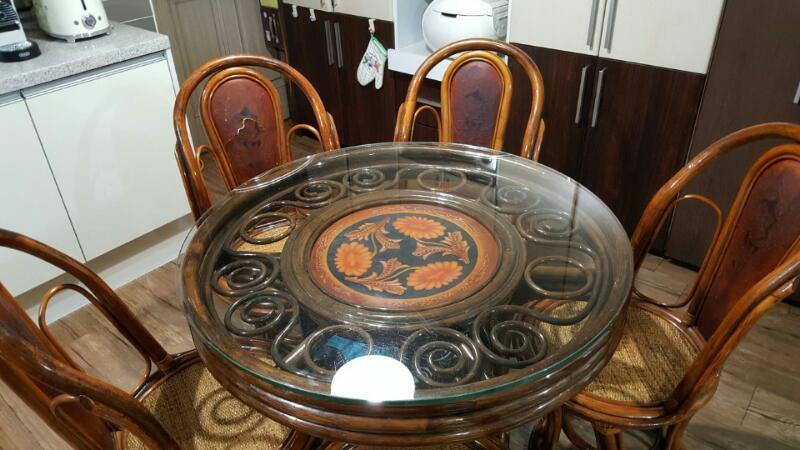 엔틱 등가구 등나무 식탁 + 의자 5개 / 송파구 이미지