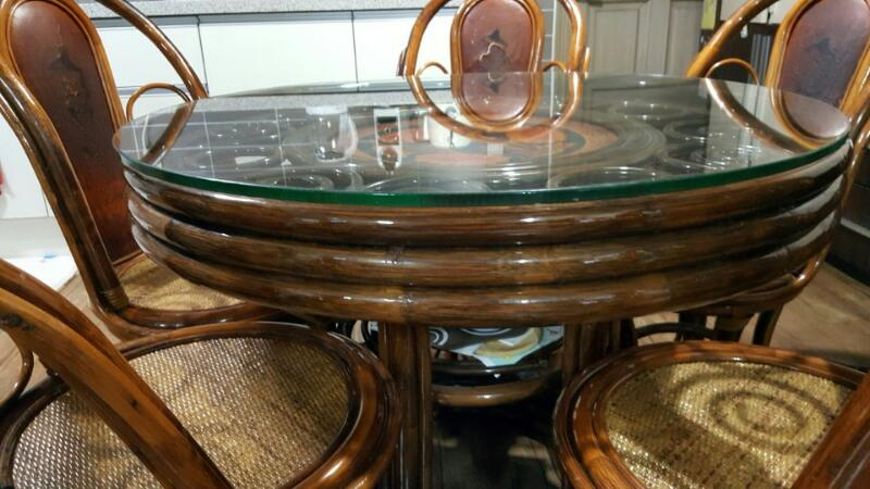 엔틱 등가구 등나무 식탁 + 의자 5개 / 송파구 이미지