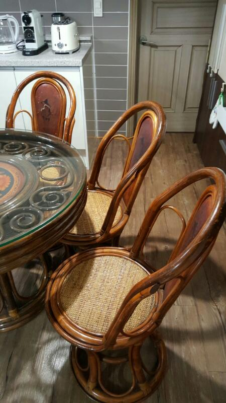 엔틱 등가구 등나무 식탁 + 의자 5개 / 송파구 이미지