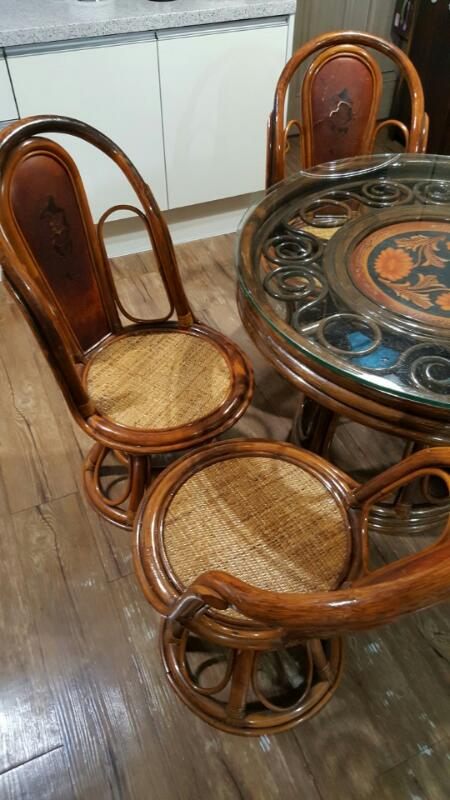 엔틱 등가구 등나무 식탁 + 의자 5개 / 송파구 이미지