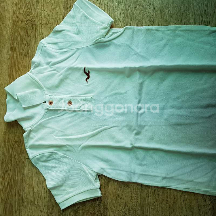 [S] 홀리스터 화이트 반팔 카라 피케티--0