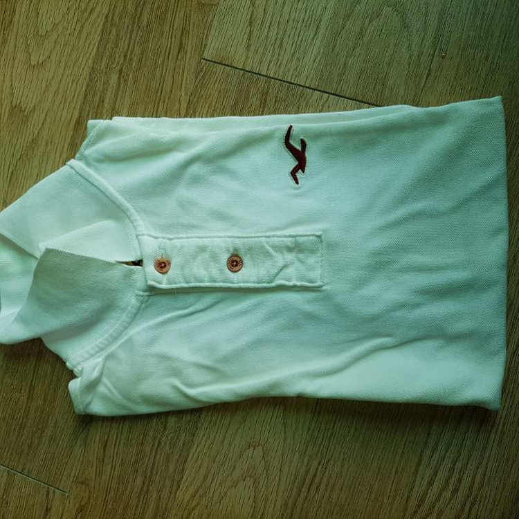 [S] 홀리스터 화이트 반팔 카라 피케티--1