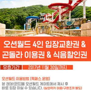 오션월드4인권 곤도라4인 스키균일권 같이 10만