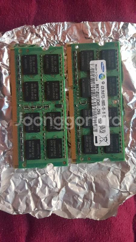 노트북용 삼성 DDR3 4G 동일주차 2개 팝니다--2