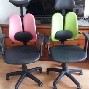 의자 피플 C형 요추헤드 :인조가죽(핑크 및 그린
