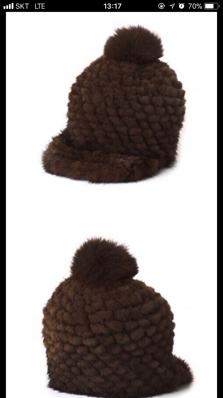 진도 밍크 니팅 폭스방울 모자--0