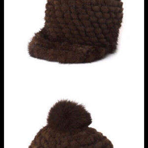 진도 밍크 니팅 폭스방울 모자