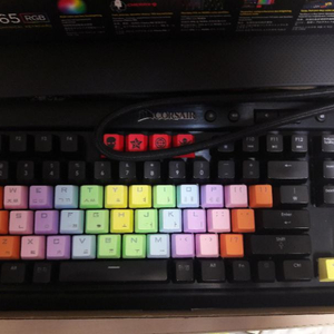 커세어 k65 rgb 적축 + 레인보우키캡