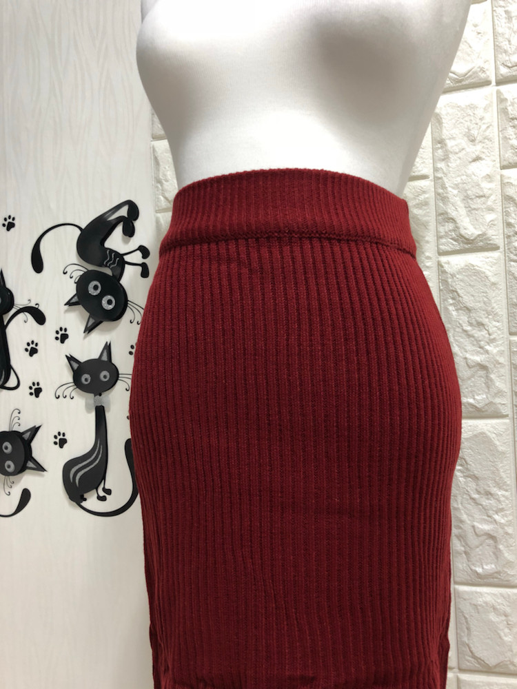 골지 니트 롱스커트--3