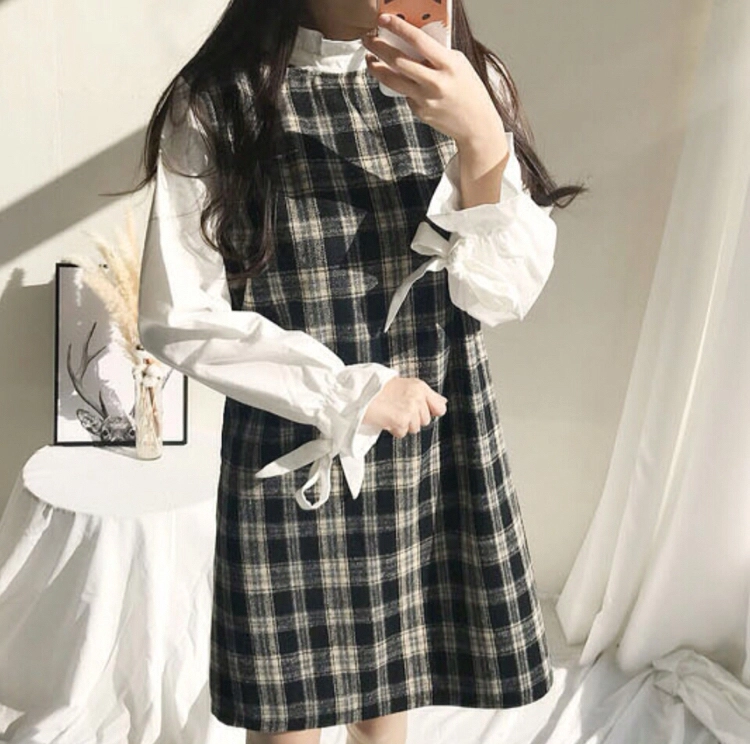 체크 원피스 이미지