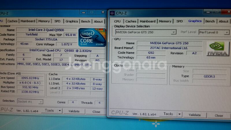 쿼드코어 Q9500, GTS250, 4G, 500--6