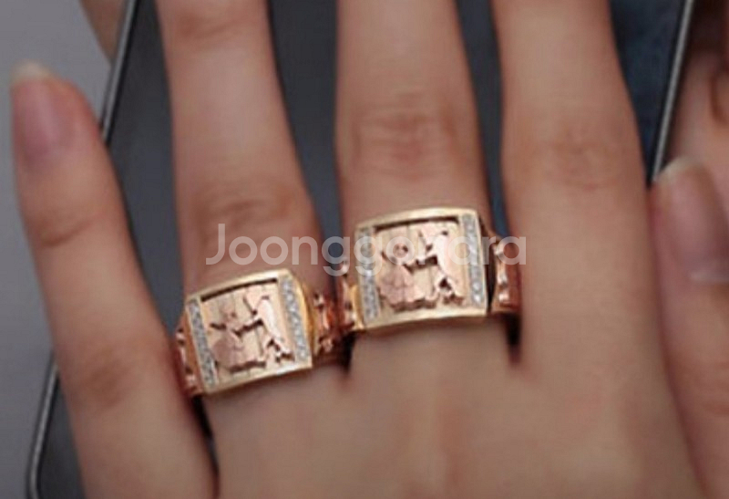 💖14k 핑크옐로 콤비 반지💖--2