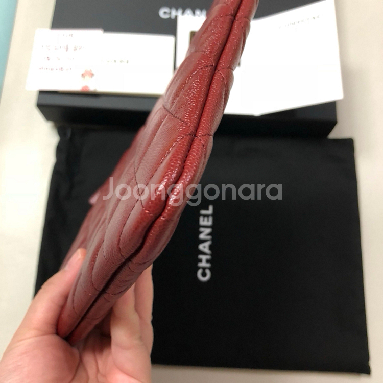 샤넬 뉴미듐 클러치 펄버건디--3