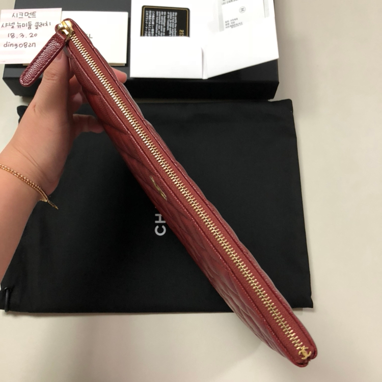 샤넬 뉴미듐 클러치 펄버건디--4