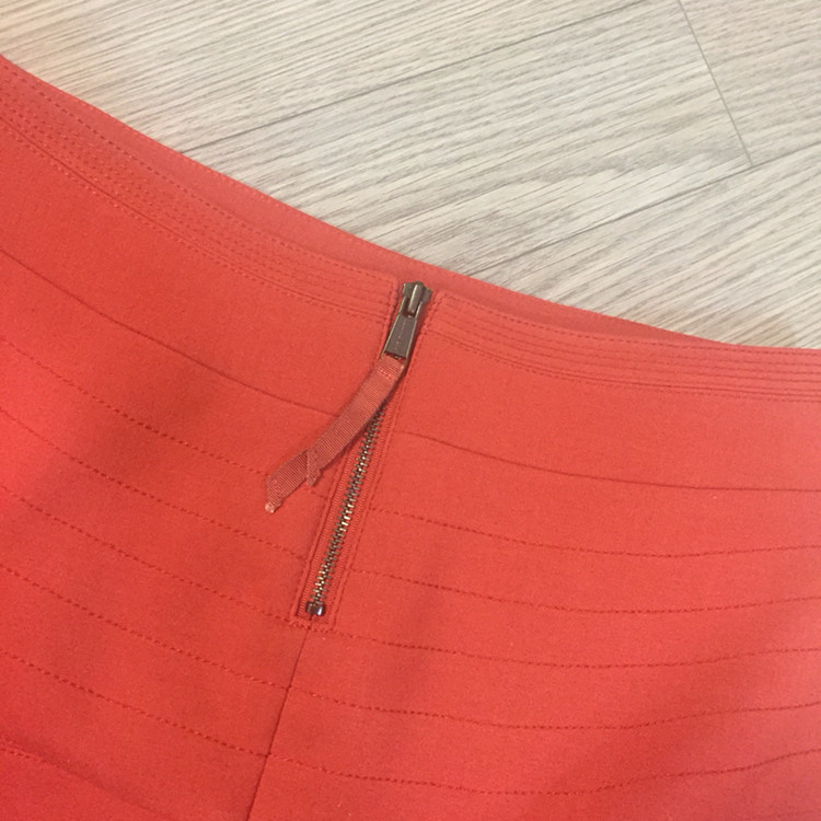 커밍스텝 오렌지레드 미니 스커트--3