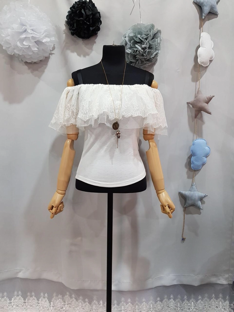 오프숄더블라우스+패턴미디스커트 코디세트 이미지