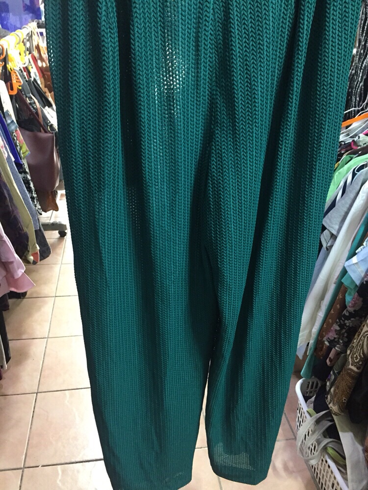 일본제 고퀄리티/ 반밴딩 와이드팬츠 청록색 66- 이미지