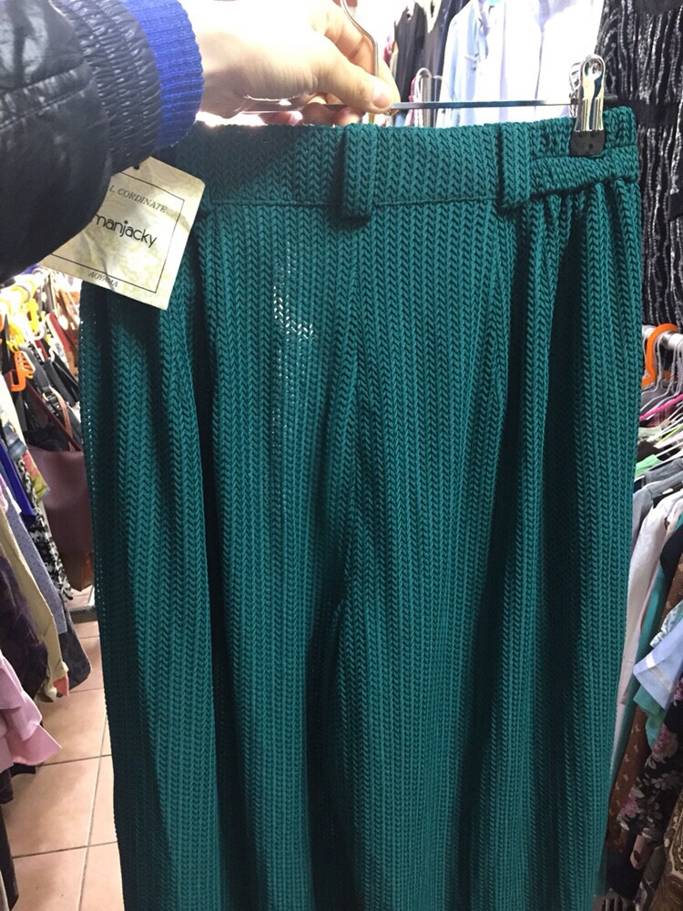 일본제 고퀄리티/ 반밴딩 와이드팬츠 청록색 66- 이미지