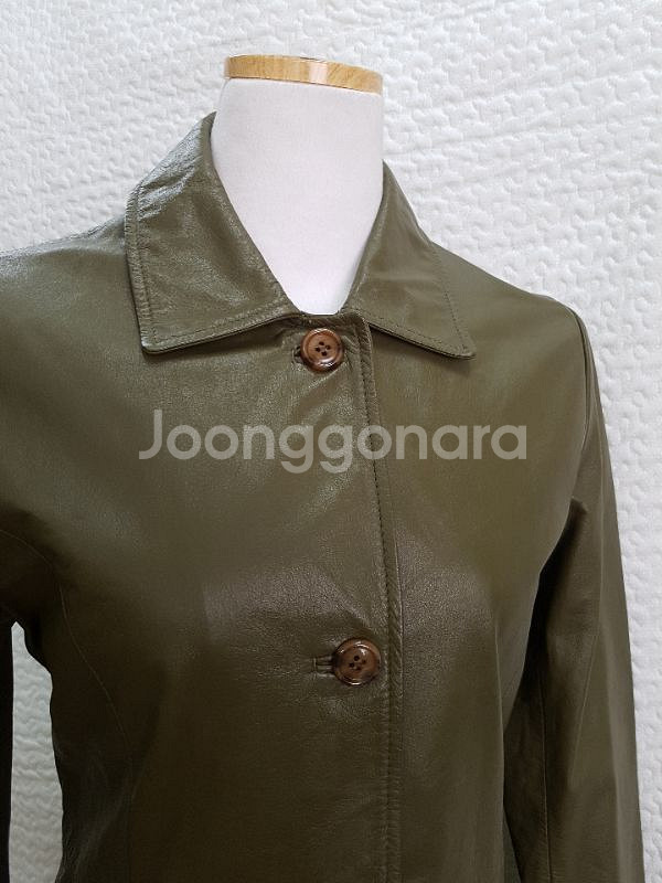 B 할인카키 롱 소가죽 자켓--1