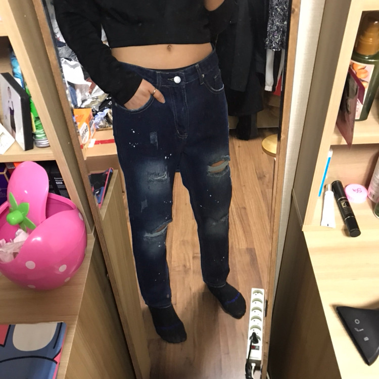 새상품 페인팅 워싱 청바지--4