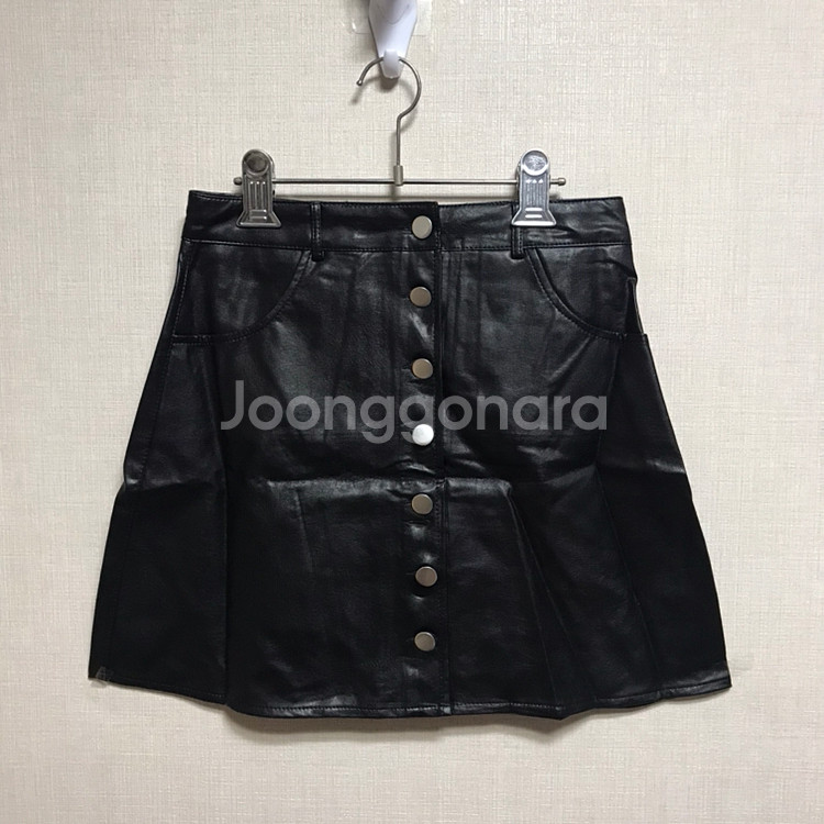풀 버튼 가죽 스커트(S)--0