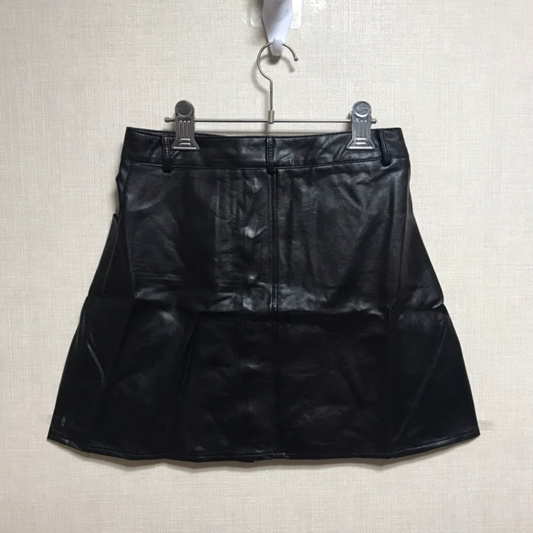 풀 버튼 가죽 스커트(S)--1