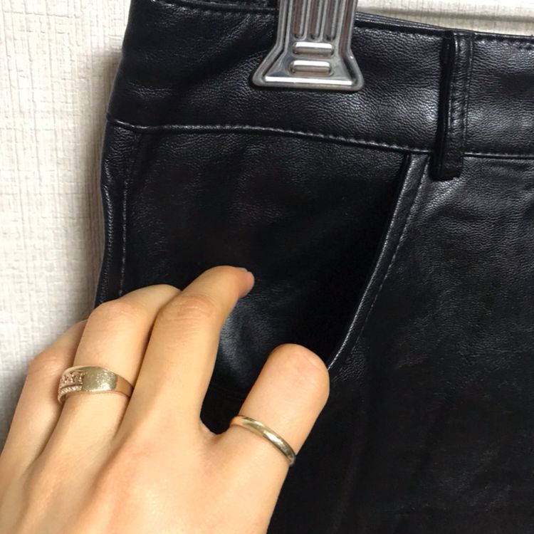 풀 버튼 가죽 스커트(S)--2