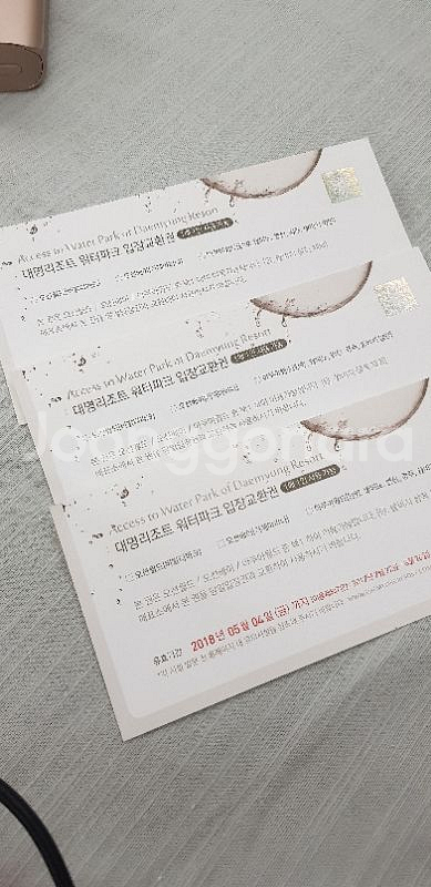 대명리조트 워터파크 입장교환권 3장--0