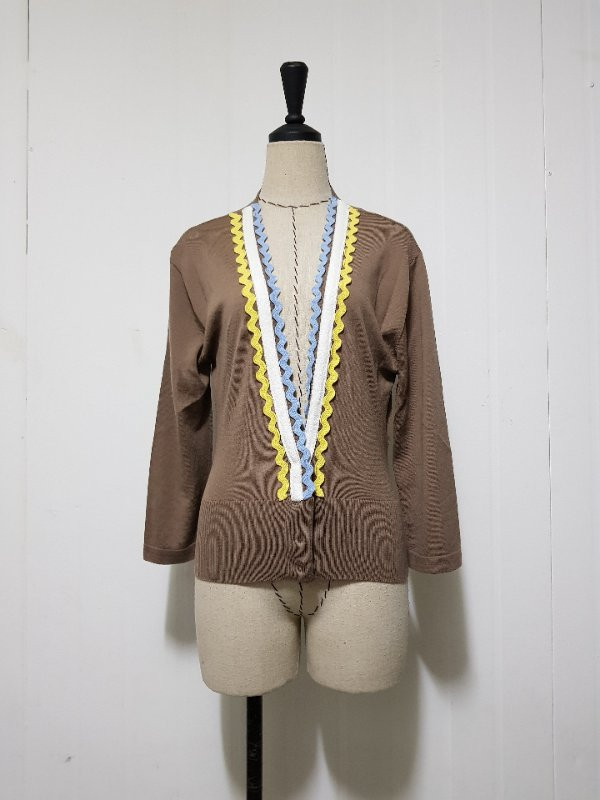 까사렐 멀티 웨이브 브라운 니트 가디건--0