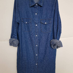 SOIM 데님 투포켓 롱셔츠 