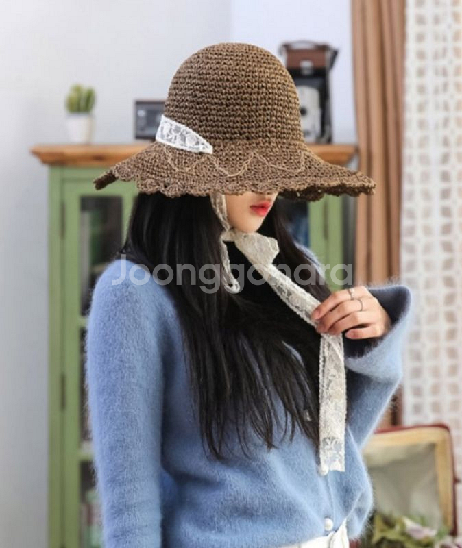 휴가가시는 분들)) 밀짚모자, 아이유st 레이스끈--0