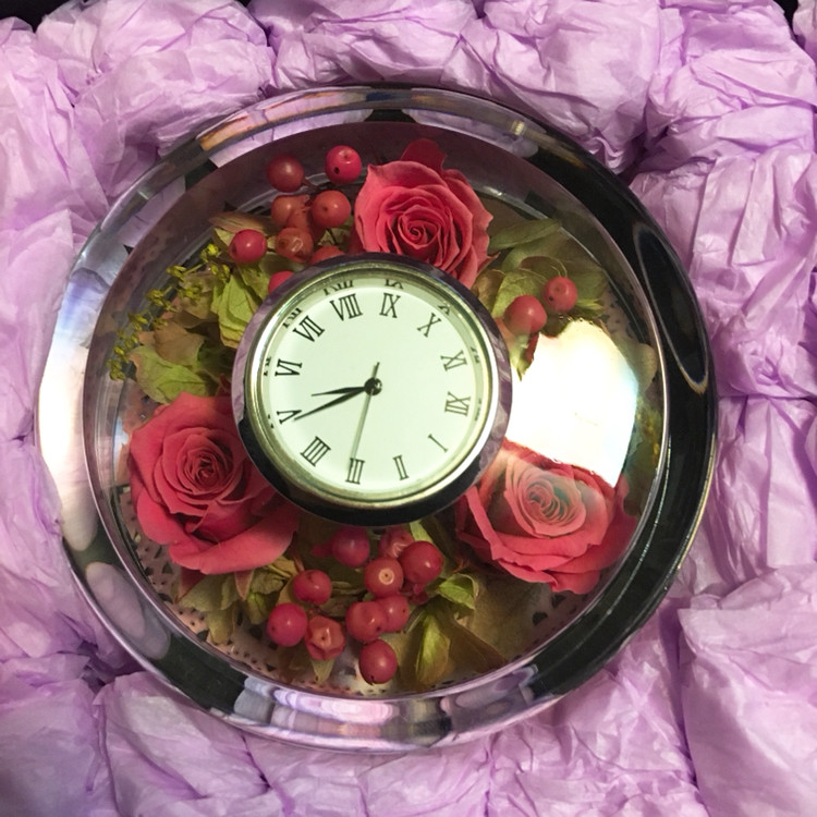 Ovely 오블리 플라워 미니원형탁상시계--1