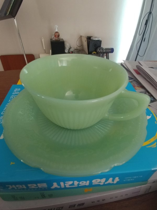 빈티지 파이어 킹 1950 밀크 글라스 커피잔 컵 이미지