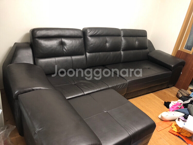 검정 가죽 거실 소파 쇼파--0