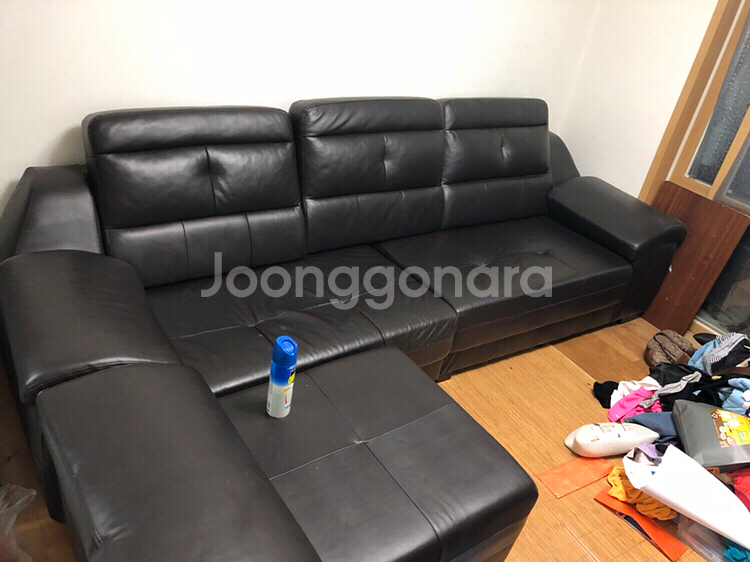 검정 가죽 거실 소파 쇼파--1