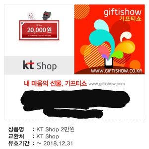 kt shop 2만원 상품권