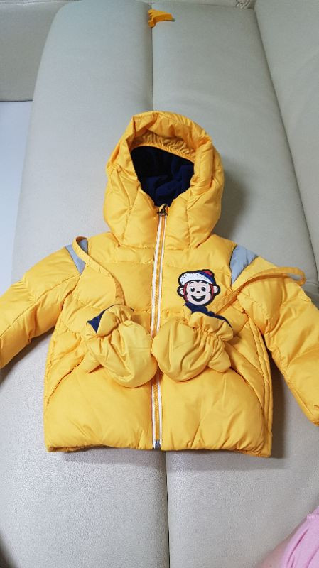 코코리타 옐로우 패딩 벙어리장갑 세트 --1