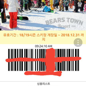 포천 베어스타운 리프트권 팝니다.